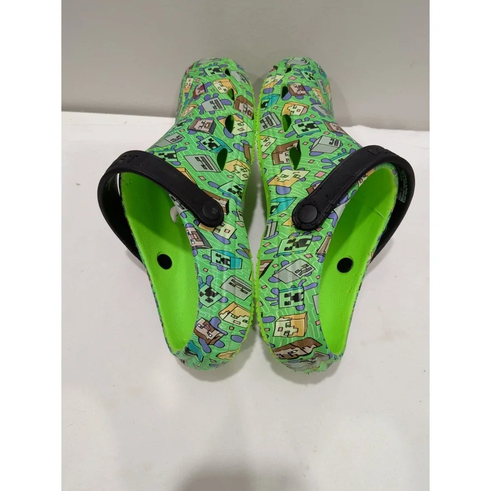 Minecraft Clogs Men's 6 Green Good Condition Character Print Slip On Shoes